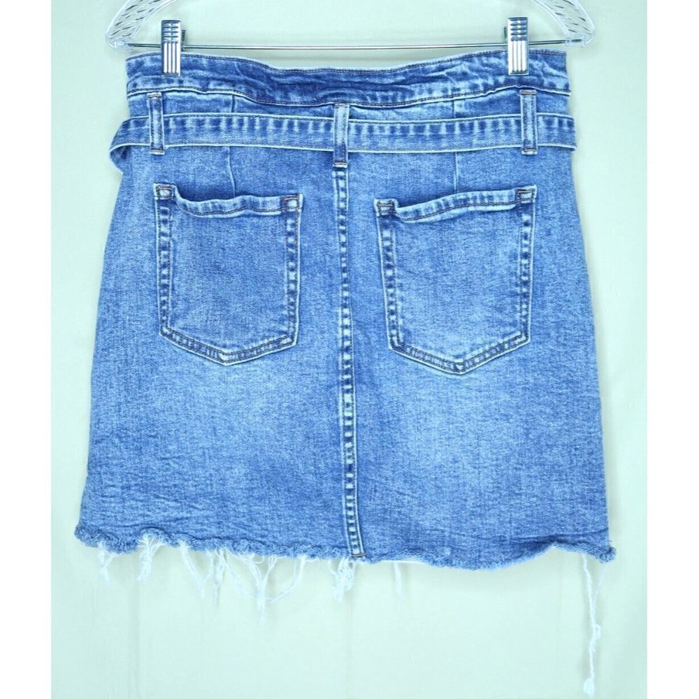 l&M Black Label High Rise Belted Frayed Raw Hem Denim Jean Skirt Size Large - Picture 4 of 10